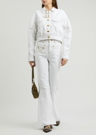 Ganni Contrast-stitch Denim Jacket White