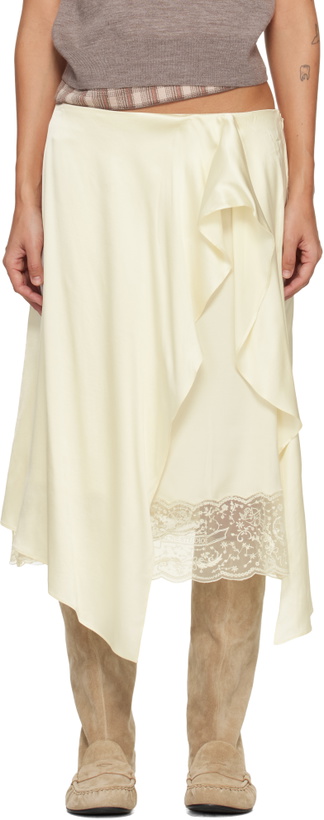 Photo: Acne Studios Off-White Layered Satin Midi Skirt