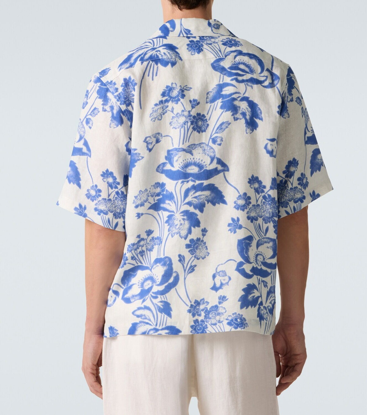 Commas Floral linen bowling shirt