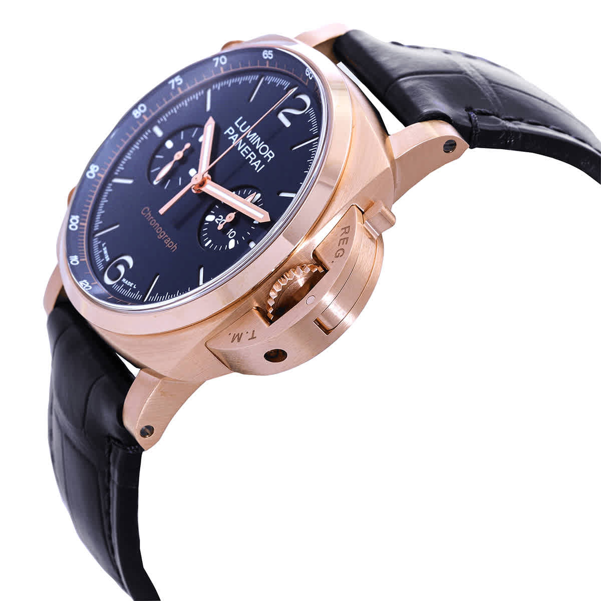 Panerai Luminor Chrono Goldtech Blu Notte Hand Wind Blue Dial Mens Watch PAM01111