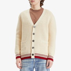 AMI Paris Men's Ribbed College Cardigan in White Cream