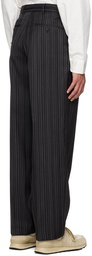 mfpen Black Pinstripe Trousers