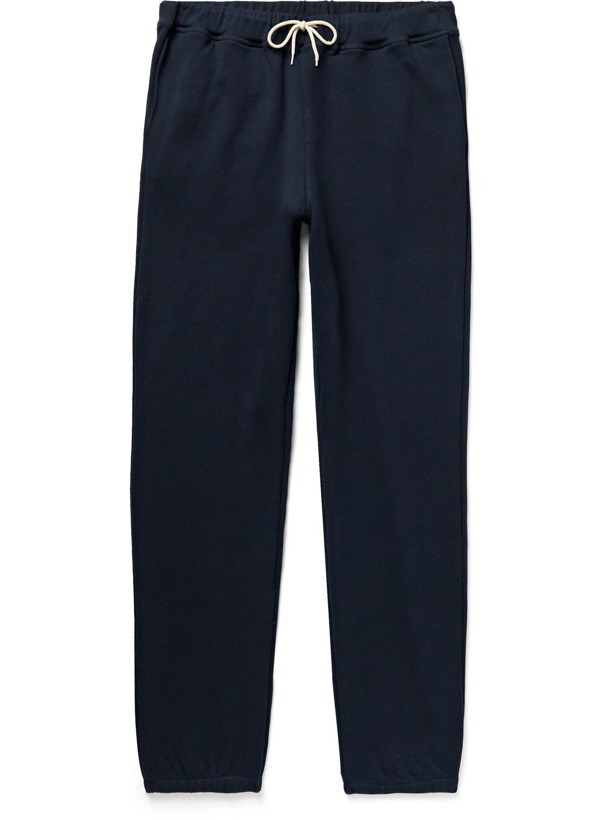 Photo: DE BONNE FACTURE - Slim-Fit Loopback Cotton-Jersey Sweatpants - Blue
