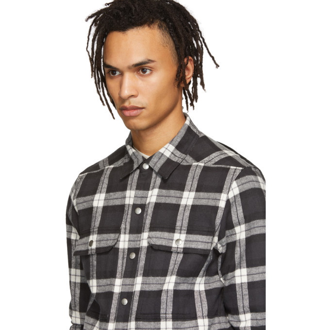 Rick Owens Black and Off-White Check Outer Shirt Rick Owens