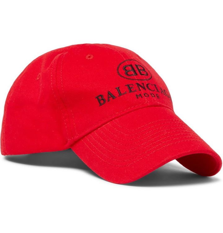 Photo: Balenciaga - Logo-Embroidered Cotton Baseball Cap - Men - Red