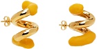 SUNNEI Gold & Orange Rubberized Fusillo Earrings