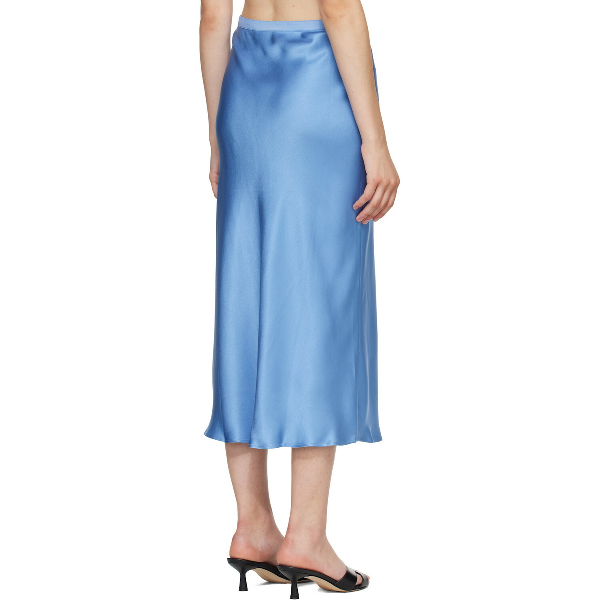 ANINE BING Blue Bar Silk Midi Skirt