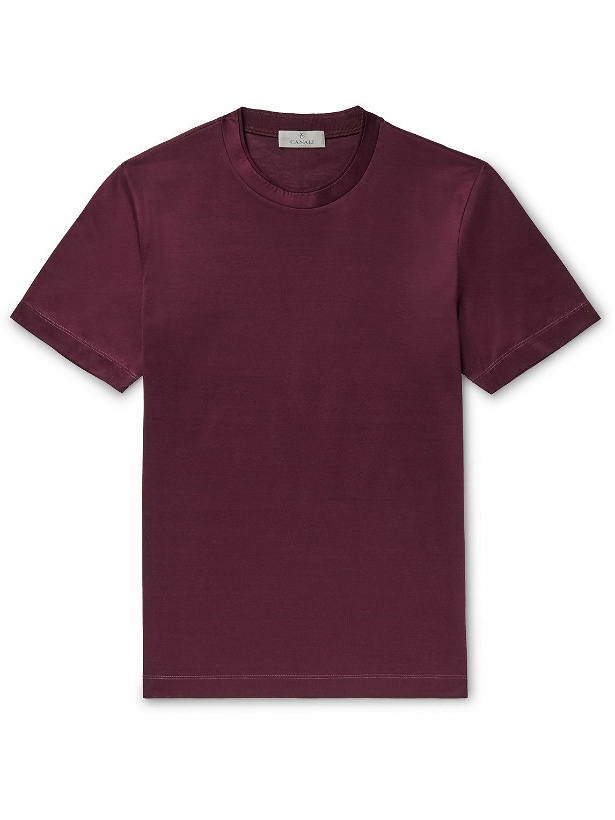 Photo: Canali - Slim-Fit Mercerised Cotton-Jersey T-Shirt - Burgundy