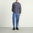 BEAMS Men's Border Stripe Loose Long Sleeve T-Shirt in Black