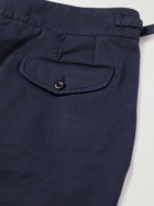 Rubinacci - Straight-Leg Pleated Cotton-Twill Shorts - Blue