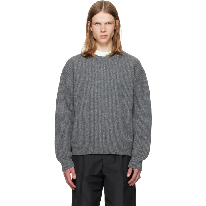 Photo: Jil Sander Gray Wool Crew-Neck Sweater