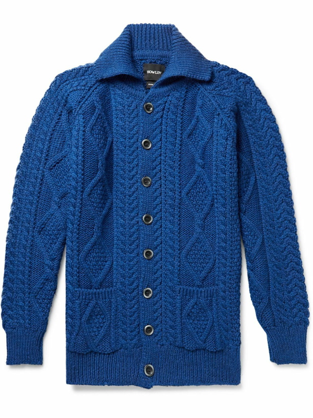 Photo: Howlin' - A Winter Affair Cable-Knit Wool Cardigan - Blue