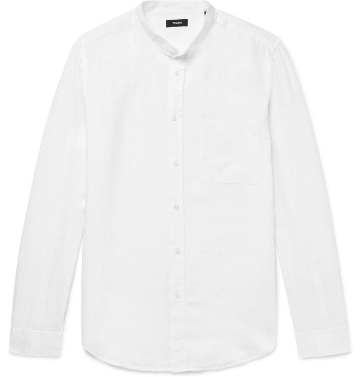 Photo: Theory - Kier Grandad-Collar Linen Shirt - White