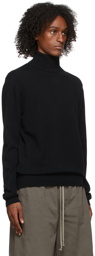 We11done Black Cashmere Embossed Logo Turtleneck