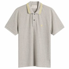 AMI Paris Men's Pique ADC Polo in Gris Chine Clair/Jaune