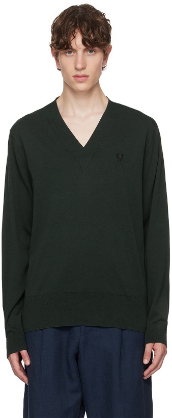 Photo: Fred Perry Green V-Neck Sweater