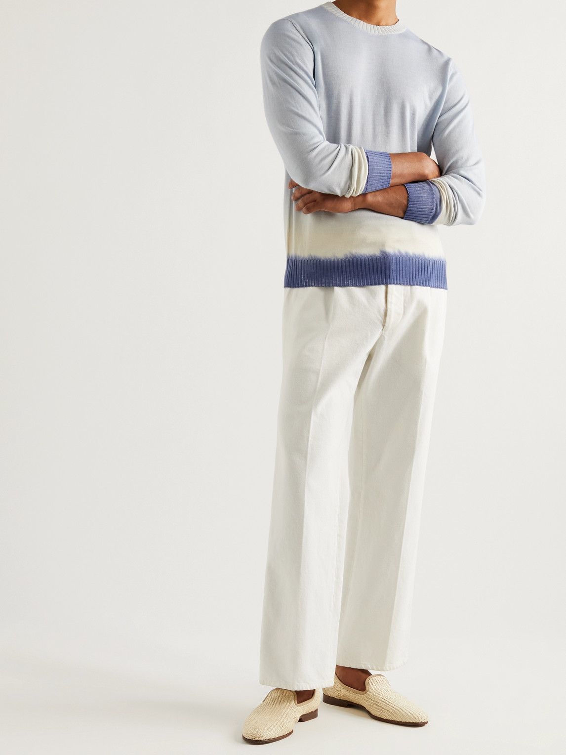 Manolo Blahnik - Mario Leather-Trimmed Raffia Loafers - Neutrals