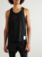 Satisfy - Embellished Logo-Appliquéd Space-O™ Mesh Tank Top - Black
