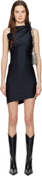 Coperni Black Asymmetric Flower Minidress