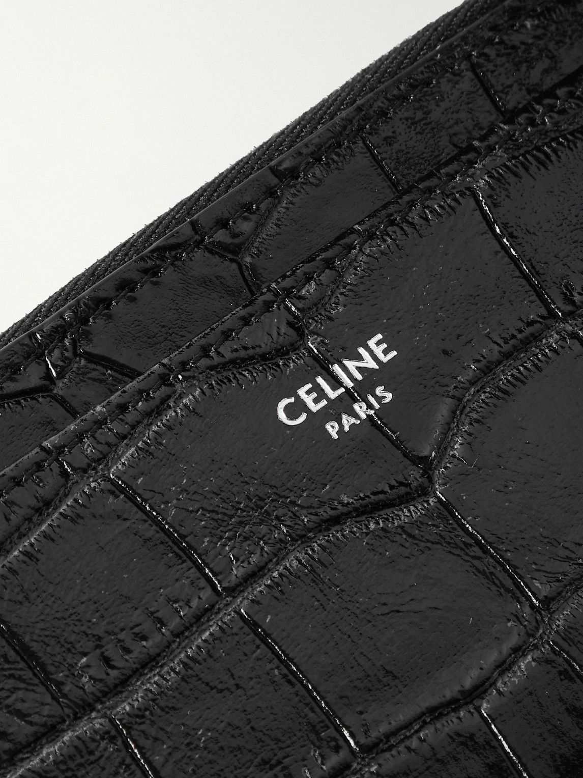 CELINE - Croc-Effect Leather Zipped Cardholder
