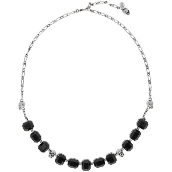 Photo: Alexander McQueen Silver and Black Short Stone Necklace
