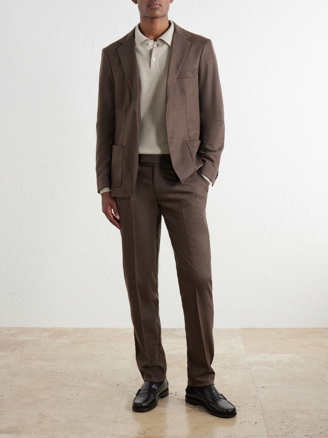 Sunspel - Wool and Cashmere-Blend Flannel Suit Jacket - Brown