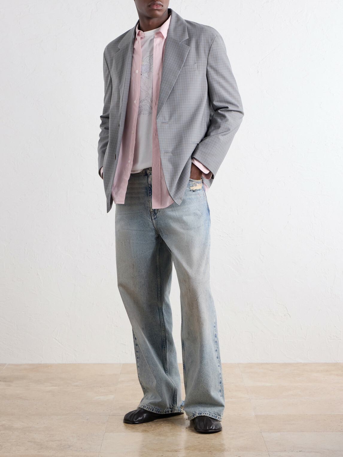 Our Legacy - Vast Cut Wide-Leg Distressed Jeans - Blue