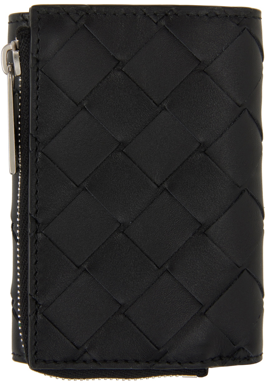 ☆BOTTEGA VENETA☆ Tiny Trifold Wallet Black 667036VCPQ48803 Bottega Veneta® Men's Intrecciato Tiny Tri-Fold Wallet in