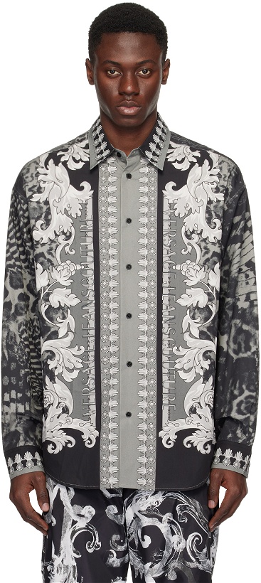 Photo: Versace Jeans Couture Black & Gray Animalier Shirt