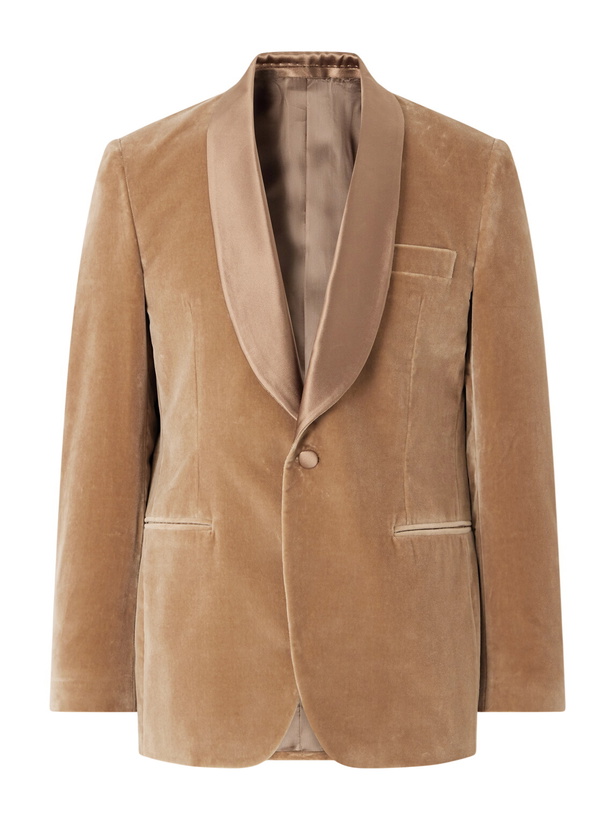 Photo: Canali - Shawl-Collar Satin-Trimmed Cotton-Velvet Tuxedo Jacket - Brown