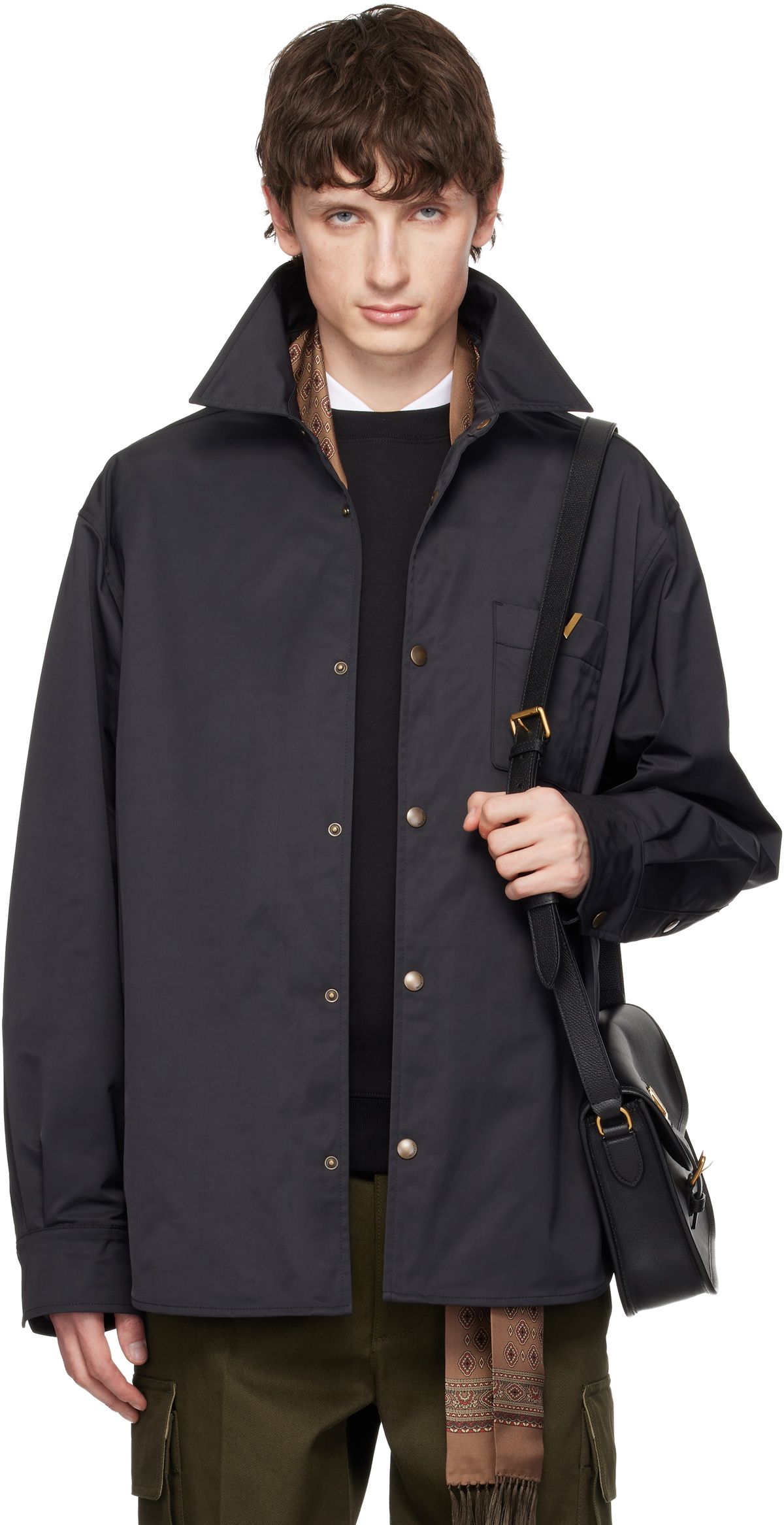 Valentino Black Nylon VGold Overshirt