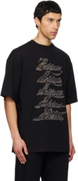We11done Black 'WE11DONE' Multi Logo T-shirt