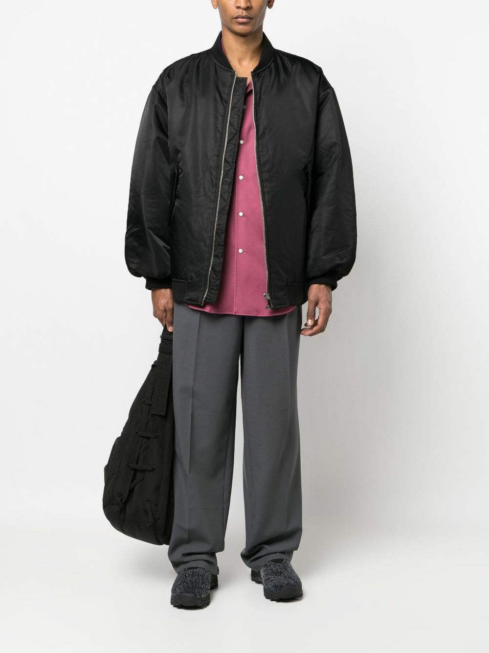 The Frankie Shop Black Astra Oversized Bomber Jacket