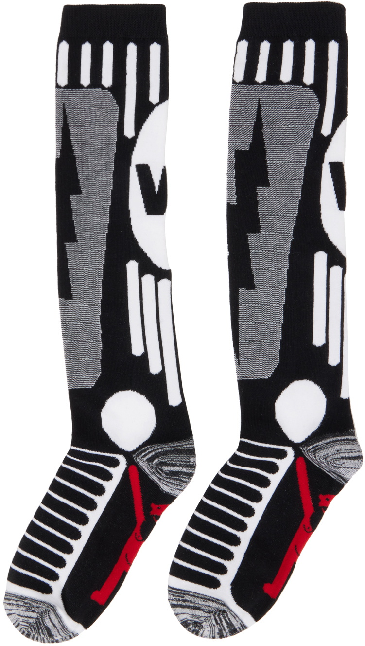 Walter Van Beirendonck Black & White Jacquard Socks Walter