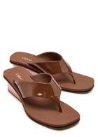 Chloe Swimming Cool 45 Patent Leather Wedges Brown