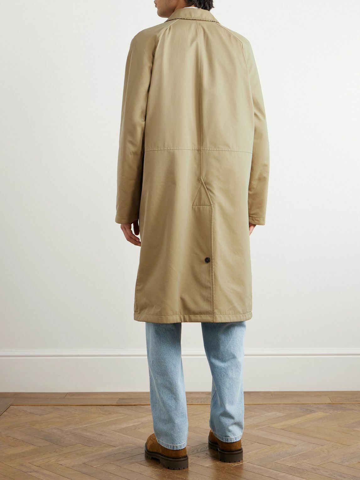 Drake's Reversible Cotton-Twill and Houndstooth Wool Coat