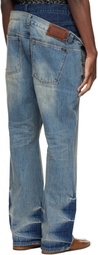 Andersson Bell Blue Asymmetric Layered Wide-Leg Jeans