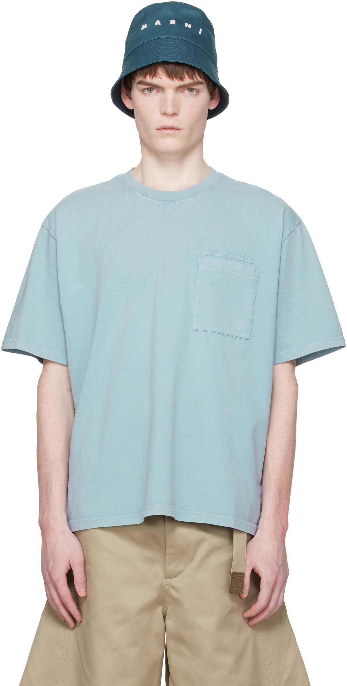 Marni Blue Cotton 'Marni Patches' T-shirt