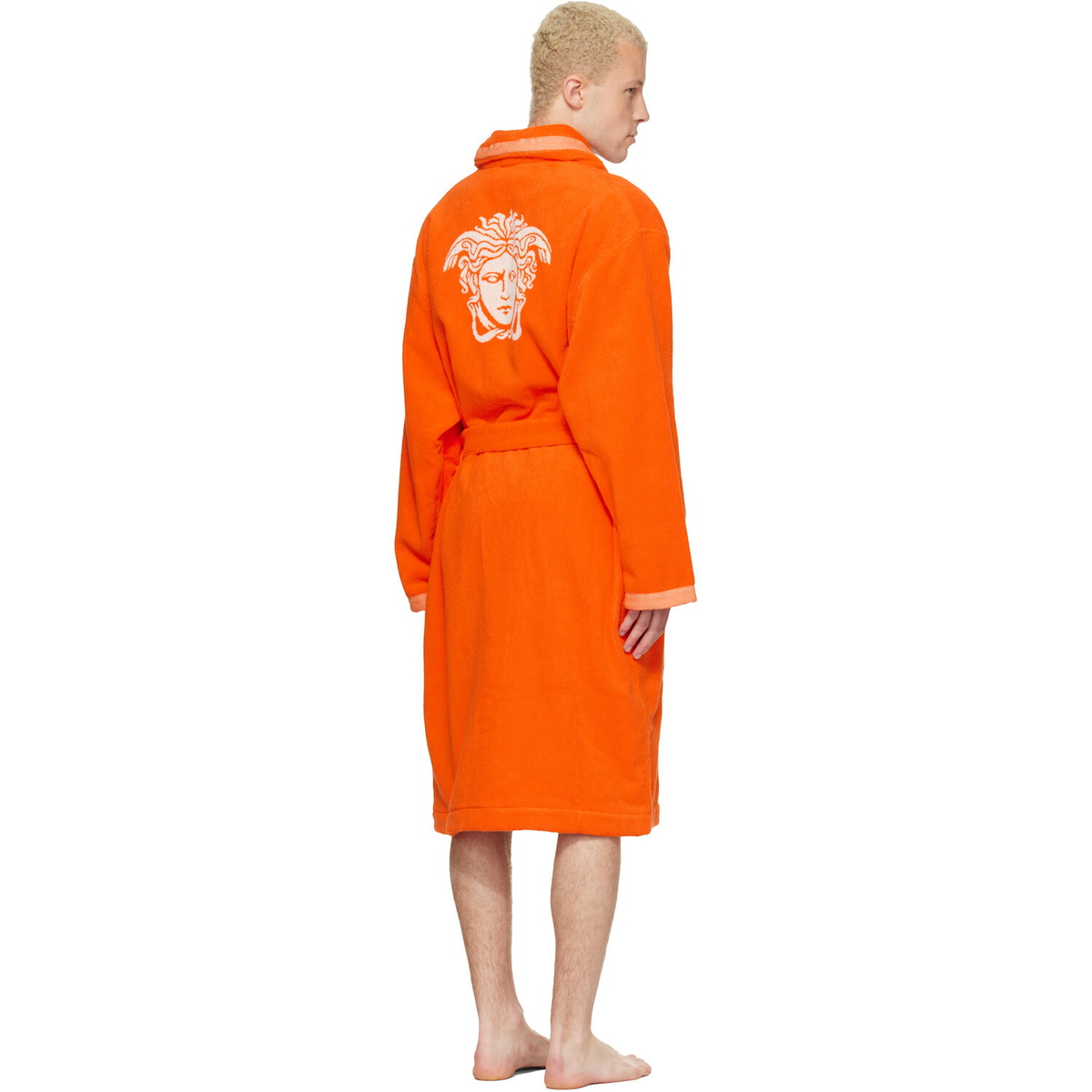 Versace Orange Cotton-Terry Jacquard Bathrobe