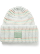 Acne Studios - Logo-Appliquéd Striped Ribbed Wool Beanie