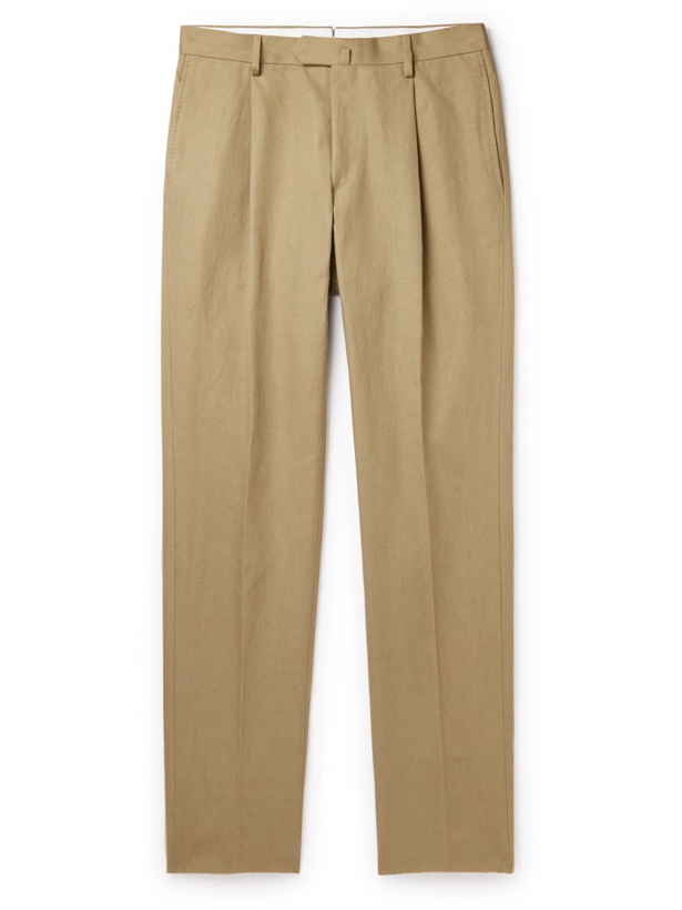 Photo: Caruso - Straight-Leg Cotton and Linen-Blend Trousers - Neutrals