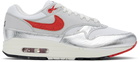 Nike White & Silver Air Max 1 Premium Sneakers