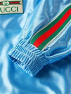 Gucci - Slim-Fit Logo-Appliquéd Webbing-Trimmed Satin-Jersey Track Jacket - Blue