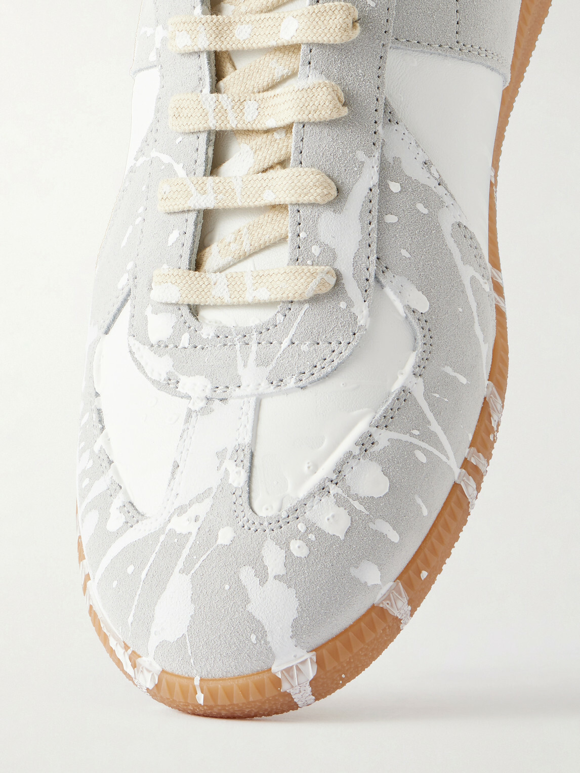 Maison Margiela - Replica Paint-Splattered Leather Sneakers - White