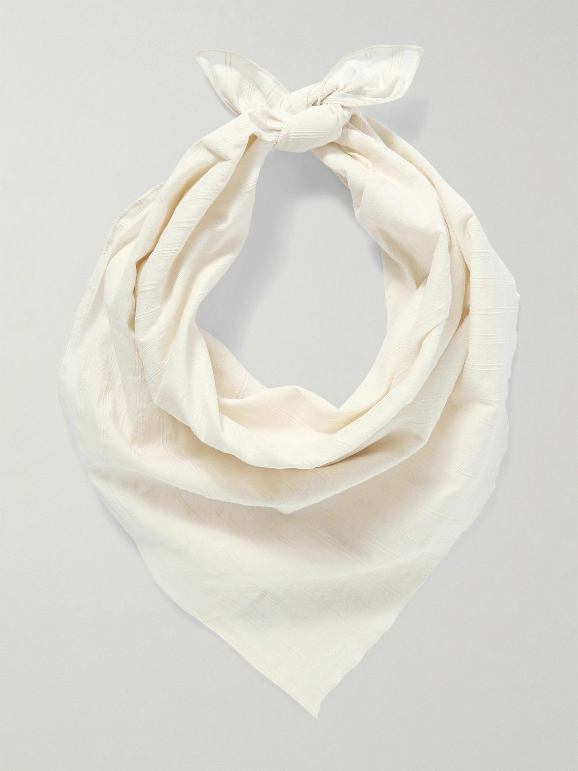 MILES LEON - Brazee Striped Tumbled Cotton and Linen-Blend Bandana