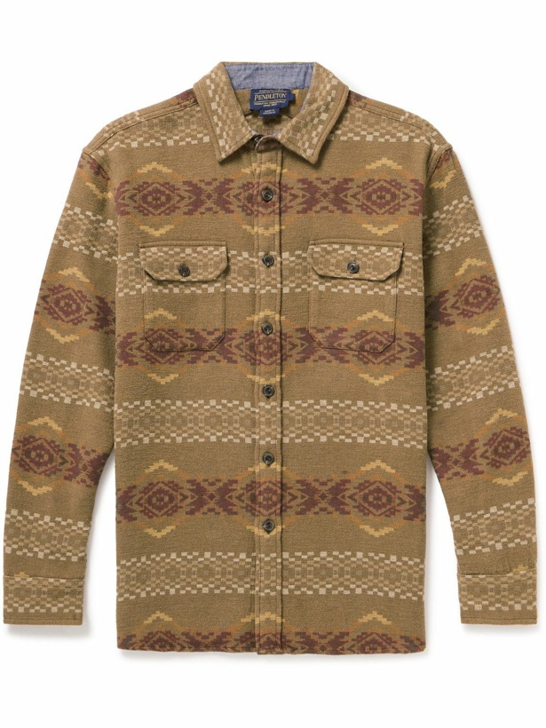 Photo: Pendleton - Driftwood Brushed Cotton-Jacquard Shirt - Brown