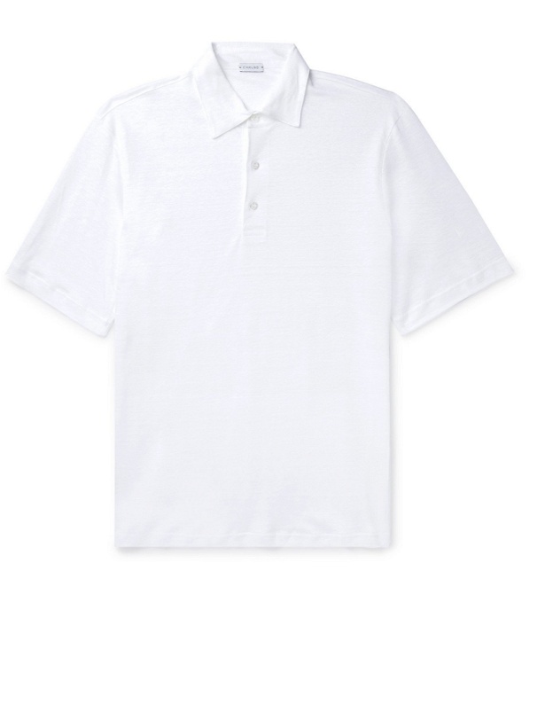 Photo: CARUSO - Slim-Fit Linen Polo Shirt - White
