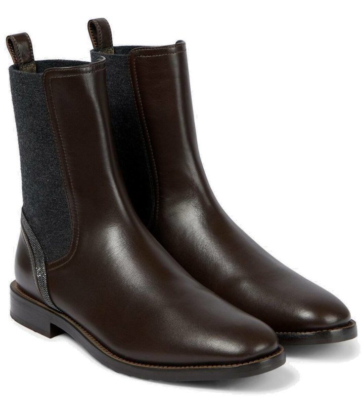 Photo: Brunello Cucinelli Embellished leather Chelsea boots