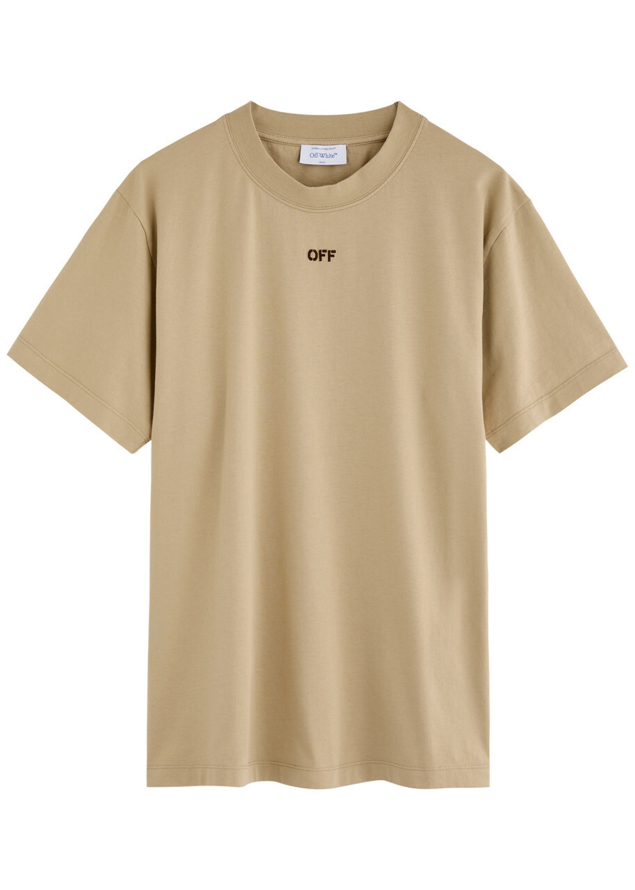 Off-white Arrow Logo Cotton T-shirt Tan