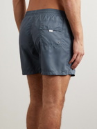 Canali - Straight-Leg Mid-Length Logo-Print Swim Shorts - Blue